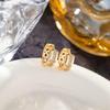 Japanese-Korean Luxurious Zirconia Hoop Earrings - Minimalist Gold-Plated Elegant Design