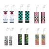 Japanese Anime Men Green Black Checkered Tanjiro Kamado Cosplay Kimono Women Acrylic Ear Clip Accessory Suit Nezuko Kamado Coat