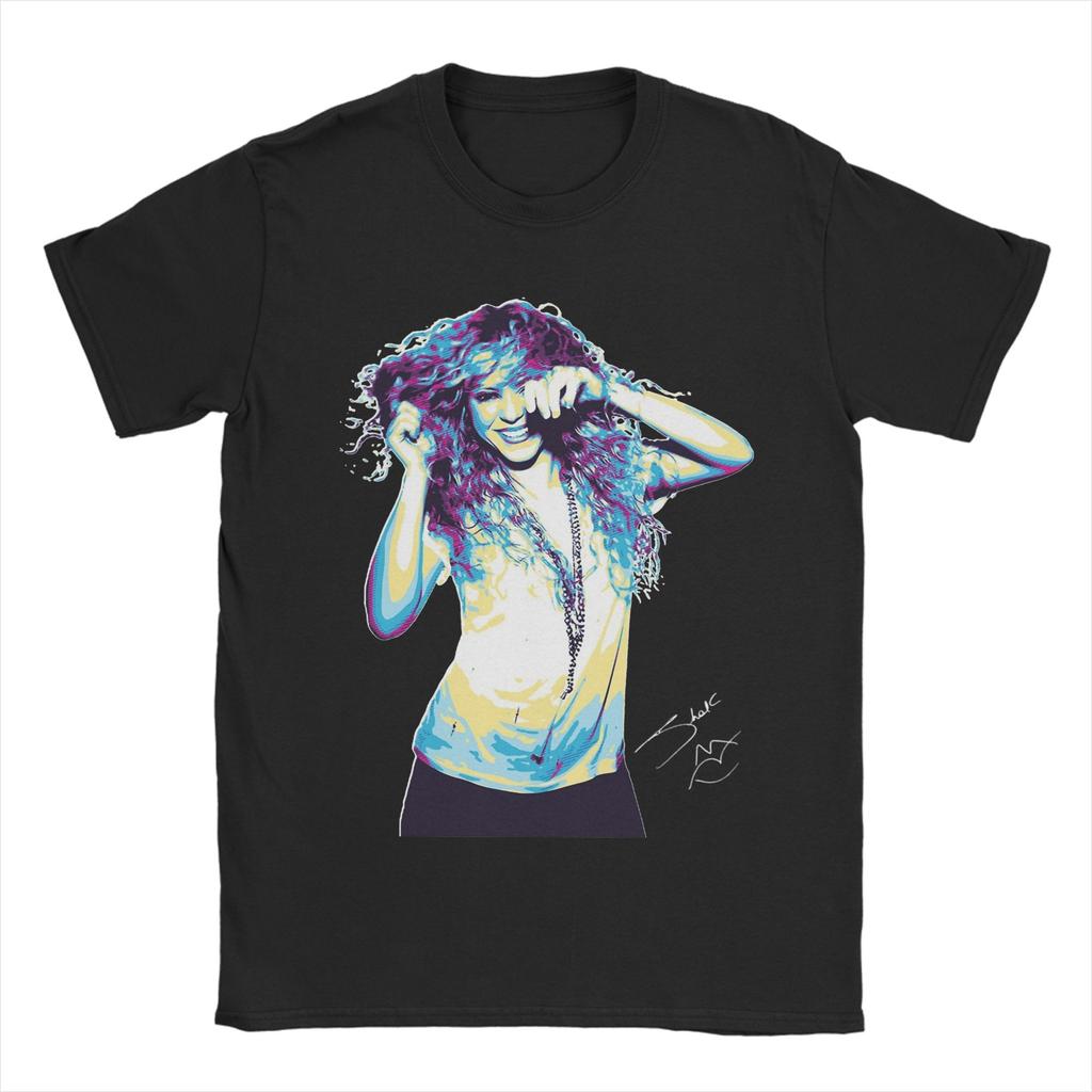 Vintage Singer Shakira TShirts for Unisex Round Neck Cotton T Shirts Short Sleeve Tee Shirt Unique Tops