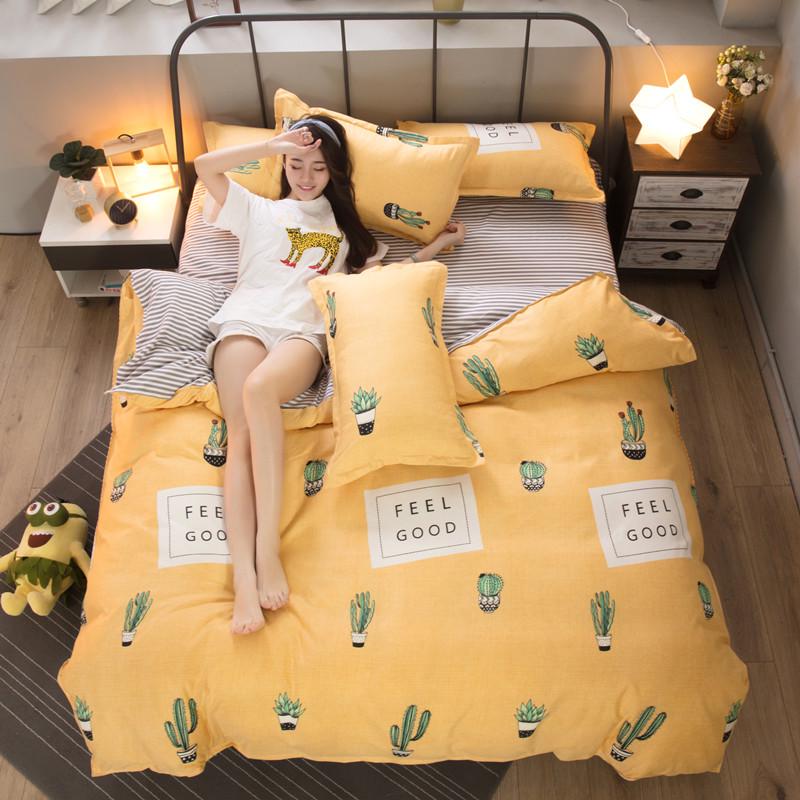 Cotton Bedding Set Sheet Geometric Flat Sheet Pillow Cover Bedding Set Home Decor