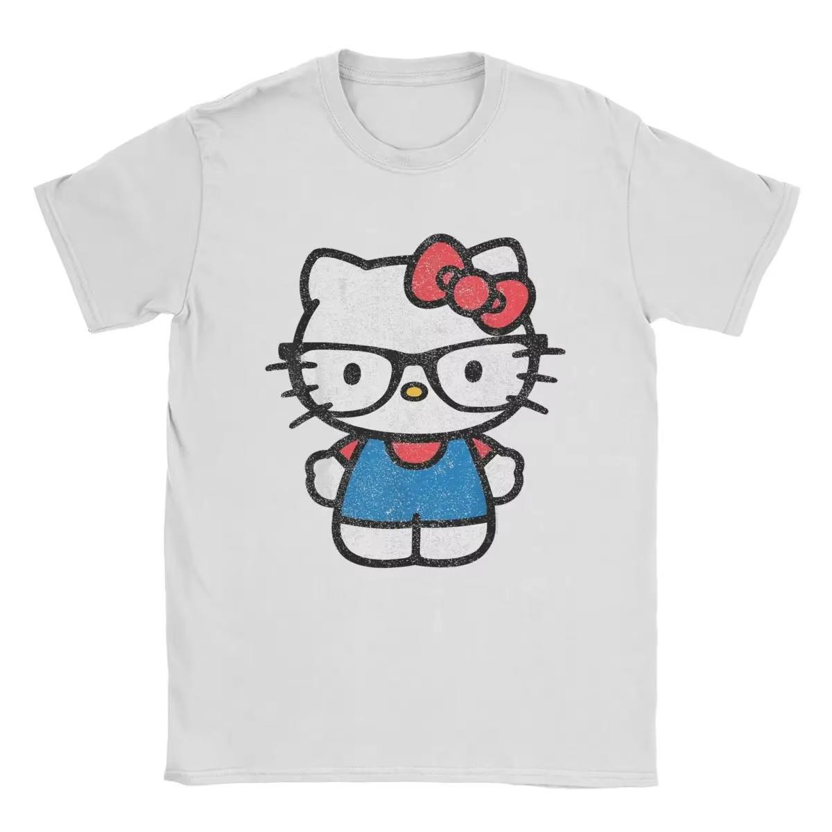 

Hello Kitty Nerd Glasses TShirts Streetwear Fashionable Versatile Cotton TShirts Everyday Short Sleeve Crew Neck TShirt S