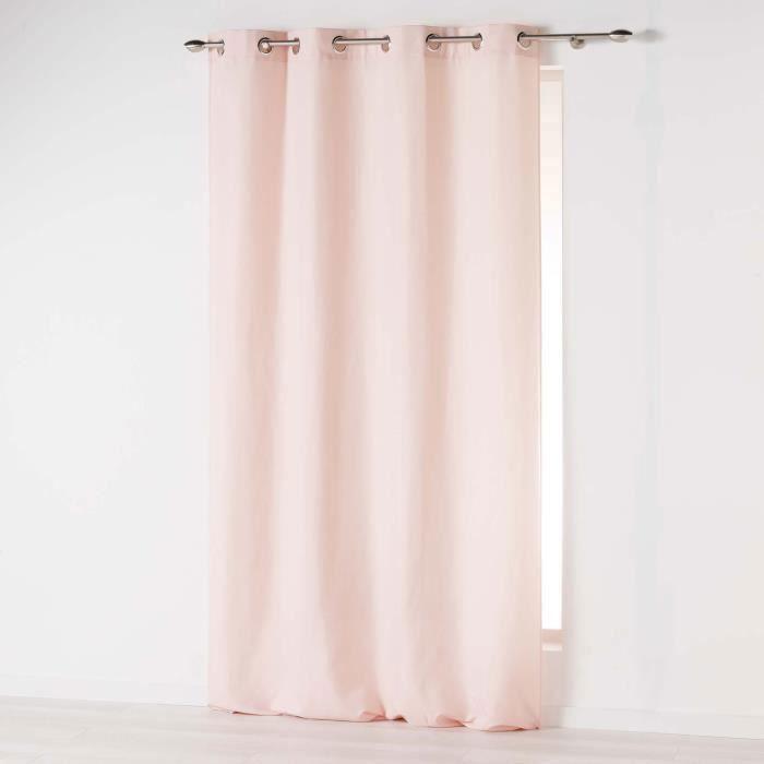 Rideau à œillets 140 x 280 cm microfibre uni absolu - DOUCEUR D'INTERIEUR - Rose pâle