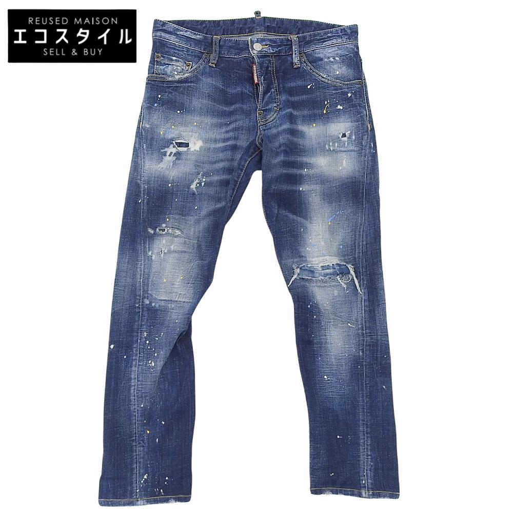

DSQUARED2 SEXY TWIST JEAN Painted Denim Pants, Men s, Indigo, Size 44, S74LB1023, 2021 Autumn/Winter Collection Bottoms 44 IndigoUsed