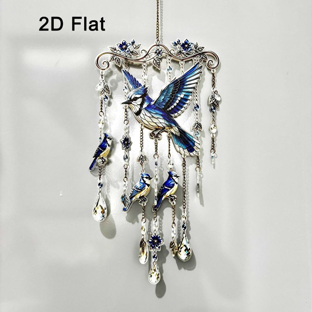 Colorful Bird Hanging Ornaments Acrylic Home Decoration Crafts Hummingbird Wind Chime Courtyard