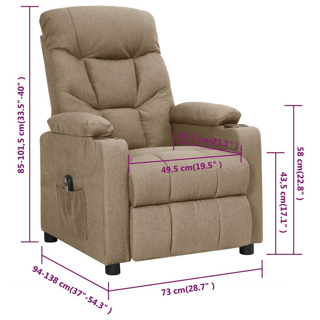 Electric Recliner Chair Taupe Fabric