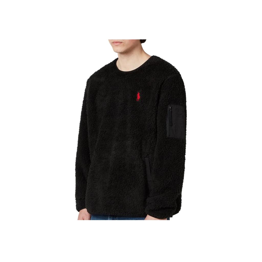 Polo Ralph Lauren FW24 Solid Color Small Pony Embroidered Crew Neck Pullover Long Sleeve Sweatshirt Men Sweatshirt Black MNPOKNI16821098-001