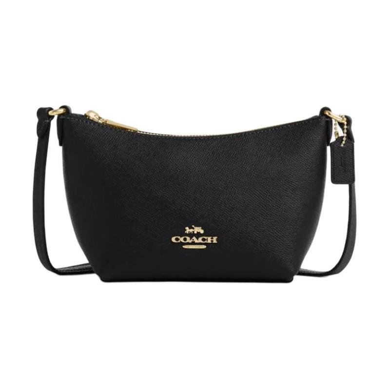 COACH Zip Top 16 Metal Logo Zip Closure Recycled Leather Crossbody Shoulder Bag Small Women s Black чёрный