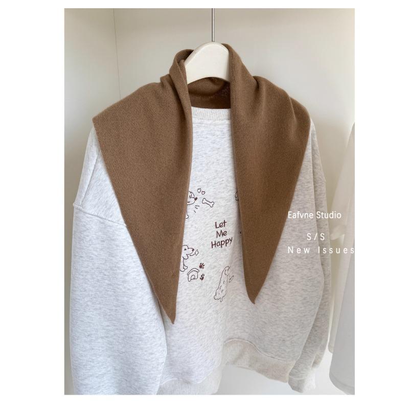 All wool Knitted Triangle Scarf Autumn and Winter Solid Color Versatile Shawl Vest Warm Shoulder Pads