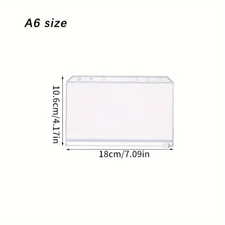 A5 A6 A7 Clear PVC Waterproof Bag 6 Hole Notebook Planner Accessories Loose Leaf Zip Folder Zipper Cards