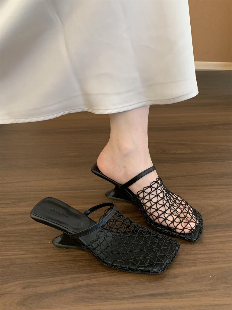 Slip On Elegant Outdoor Slippers Summer Designer Narrow Band Wedges Heel Women Slippers Casual Outdoor Dress Ballet Mules Shoes