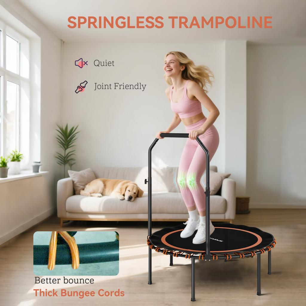 40 Foldable Fitness Trampoline Rebounder With Handle Orange