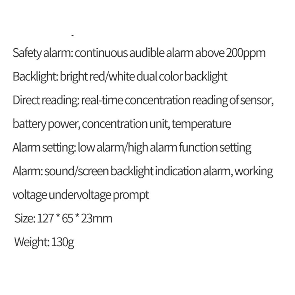 Handheld Carbon Monoxide Detector Portable Carbonic Oxide Concentration Testing Meter with Temperature Test and Sound