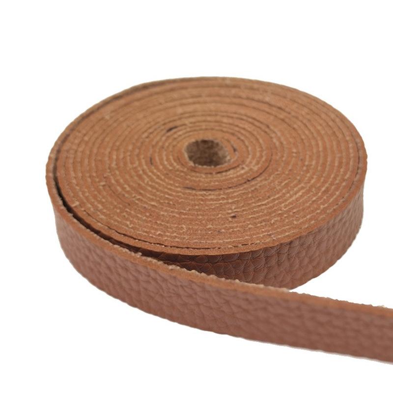 

1Roll Brown Leather Strap Strip 1.5cm/2cm/2.5cm Wide Long Lychee Pattern Leather Belt Strips Wrap Single Sided Flat Cord 4m/roll 1.5cm