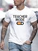 Teacher Unisex Short Sleeve Tshirt Teacher Mode Pixel Toggle Switch Game Font Print O Neck Tee Educator Male Casual Fashion Tops