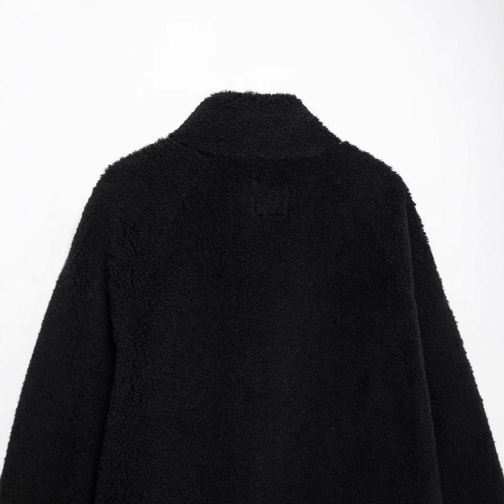 European-American Style Women's Winter Fleece Long Coat with Stand-Up Collar - Versatile, Warm Outerwear