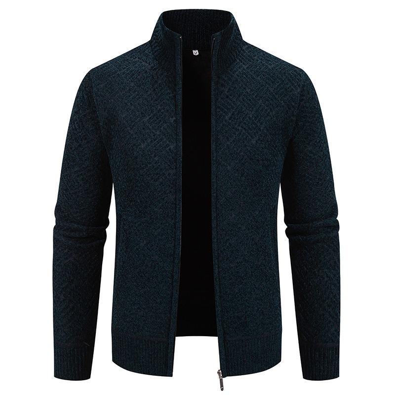 New Winter Men's Fashionable Casual Stand-up Collar Sweater Jacket Thickened Velvet Jacket for Young and Middle-aged People