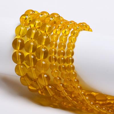 Handarbeit DIY 6/10mm Runde Perlenzubehör Citrine Perlen Mode für Schmuckherstellung Armband Halskette 20/30Stk Naturstein Gelber Kristall