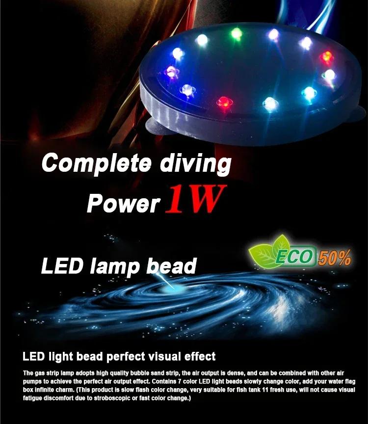 Sauerstoffverstärkende Disk Bubble Light Aquarium Landschaft Bunte LED Wasserdicht Aquarium Runde Bubble Light Aquarien Zubehör