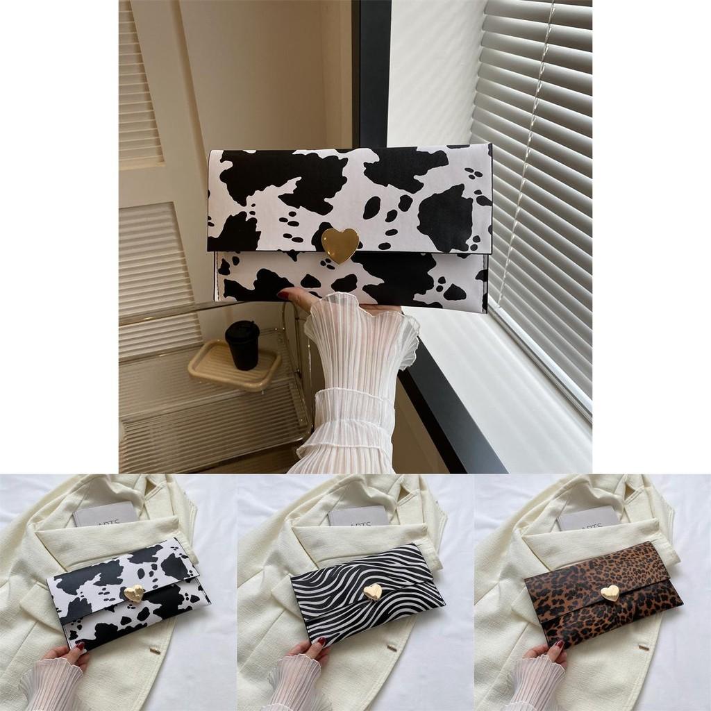 Trendy Pu Envelope Clutch Handbag For Ladies With Magnetic Closure In Chic Milk Zebra And Leopard Designs