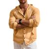 Men's Cotton Linen Hooded Long Sleeve Casual Shirt Loose Fit Breathable Beach Cover Up