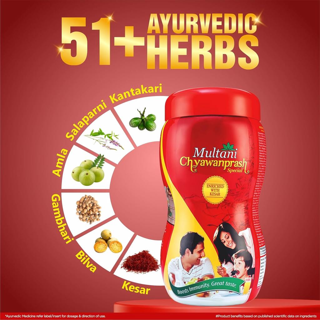 Multani Chyawanprash Special Kesar 1 Kg Ayurvedic Herbal Wellness Jam Natural Energy & Vitality Support Spread