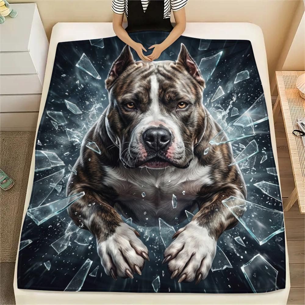 

1PC Cute Pet Puppy Print Flannel Blanket, High quality All Seasons, Home Decor, Warmth and Comfort, Perfect for Christmas Gifts 80cm x 120cm