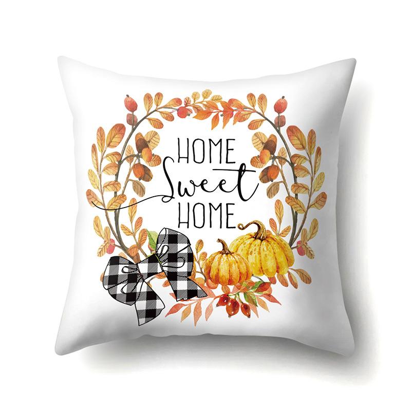 Thanksgiving Pillowcase Blessing Maple Leaf Pumpkin Sofa Cushion Cover Office Home Living Room Pillowcase