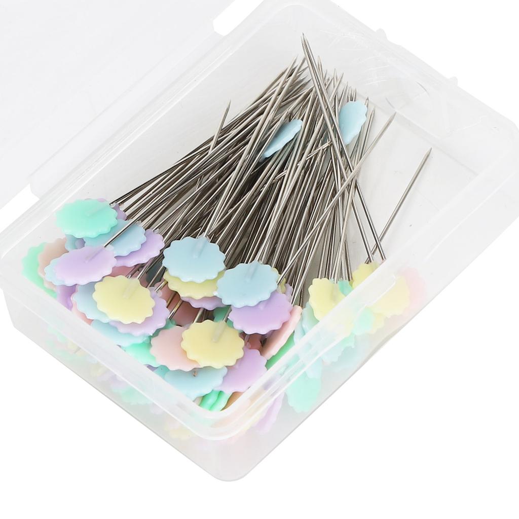 100pcs Flower Head Sewing Pins Flat Head Straight Quilting Pins for Sewing   Projects