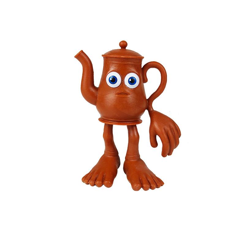 6Pcs Weird Monster Figurines Cactus Elephant Stick Man Crocodile Aircraft Wearing Shoes Shark Banana Monkey Teapot PVC Statue Toy Table Ornament