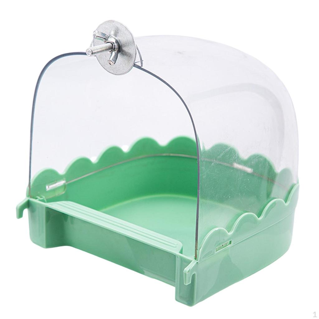 Bird Bath Bathtub Hanging Food Tray Shower Box Caged Parrot Bathing Tub for Budgerigar
