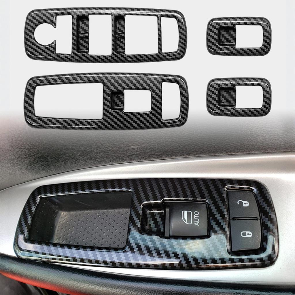 RHD For    2014 2015 Carbon Interior Accessories Door Armrest Window Lift Button Cover Gear  Panle Cover
