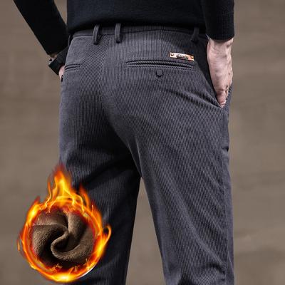 Pantaloni casual invernali nuovi di alta qualità in velluto a coste per uomo con velluto spesso e pantaloni da lavoro versatili e larghi con gamba dritta