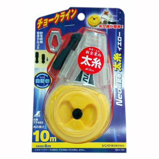 Shinwa Sokutei Handy Chalk Line Neo Automatic Winding Thick Thread Yellow 77493