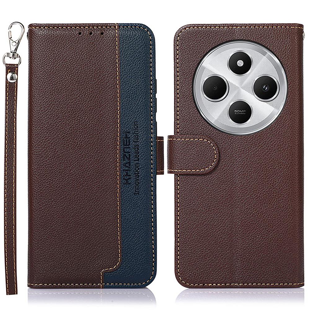 

KHAZNEH For Xiaomi Poco C75 4G/Redmi 14R 5G/14C 4G Case RFID Blocking Wallet Litchi Texture PU Leather Phone Cover A