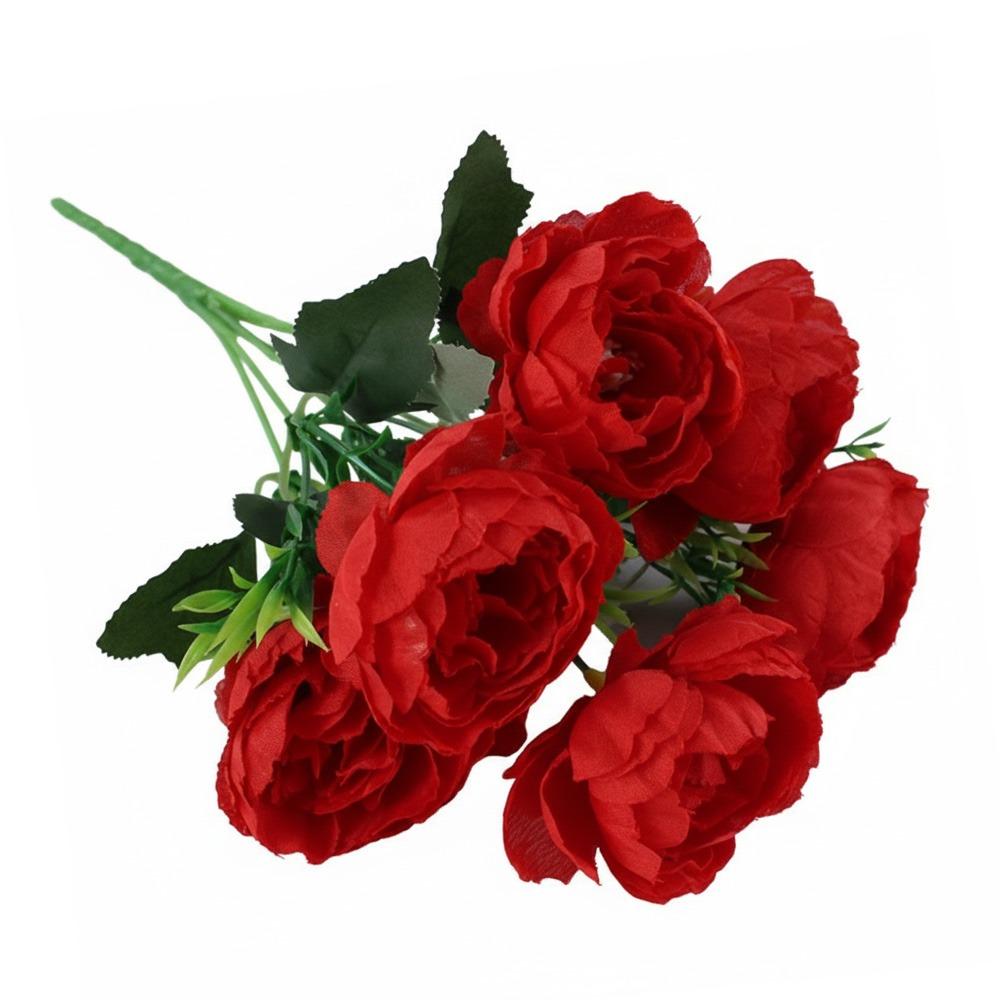 

6 Heads Peony Artificial Flower Multicolor Silk Petals Fake Flower Big Size Floral Arrangement Simulation Peony Flower красный