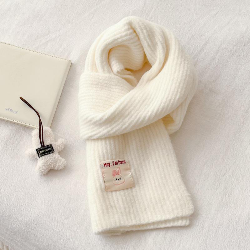 Money Rabbit Boundless, Wool-containing New Scarf Women's Autumn and Winter Korean Version Versatile Cute Girl Student Neck Scarf