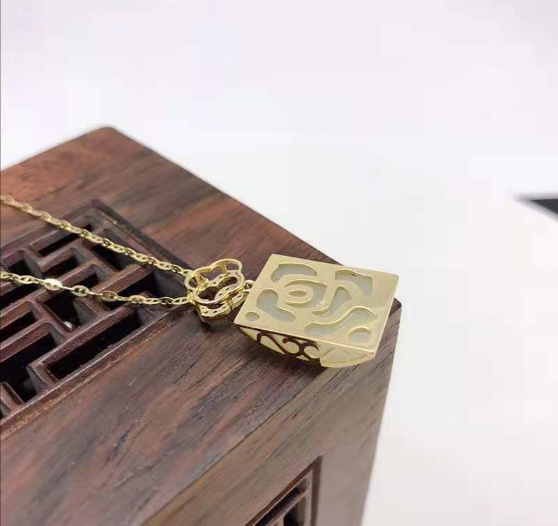 Square Safety Buckle Necklace Design Retro Ethnic Style Qixi Festival Send Friends Network