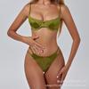 European & American Lace Embroidery Satin Bra Set - Minimizing Uplift