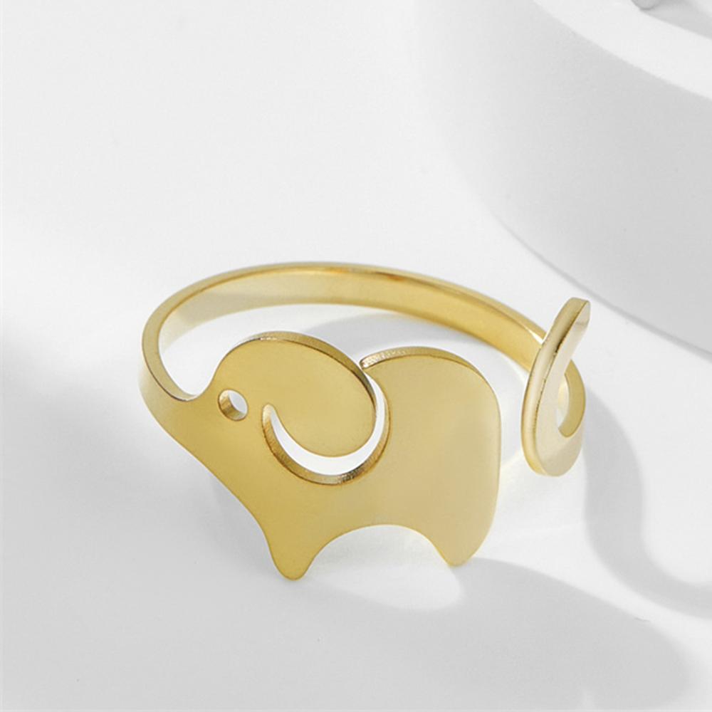 Cazador Animal Elephant Open Rings for Women Cute Finger Rings Stainless Steel Jewelry 2026 Party Birthday Wedding Friends Gift