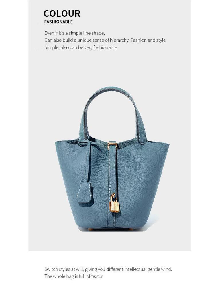 Women's Summer 2025 TOGO Cowhide Bucket Tote Bag