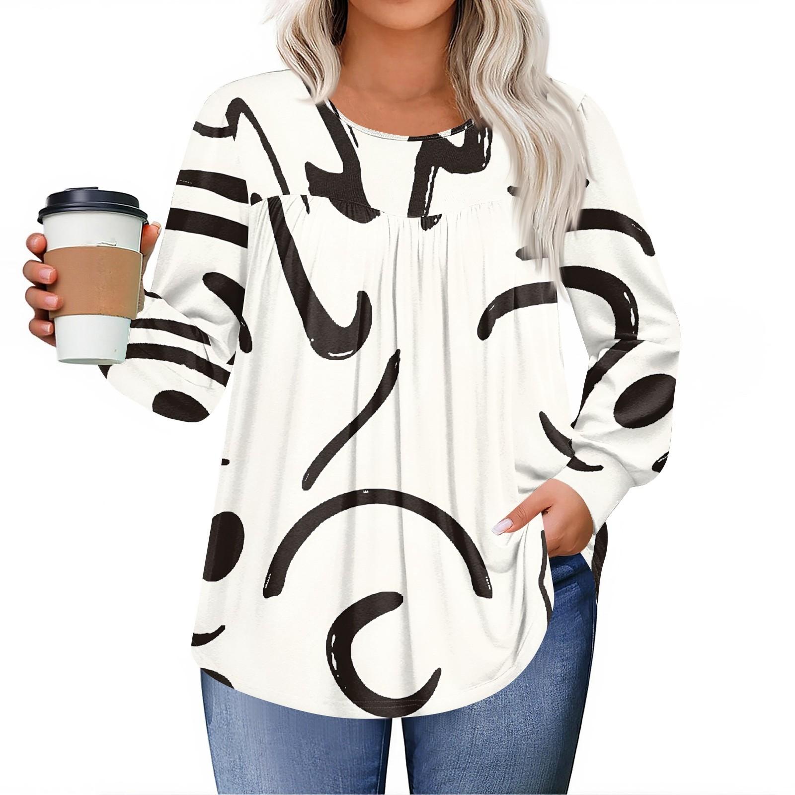 

Женские топы больших размеров, рубашки с длинным рукавом, туника с круглым вырезом, повседневная свободная блузка L-5X L бежевый