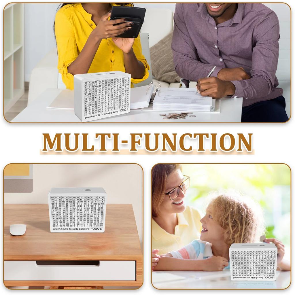 10000 Trälåda för utmaning att spara pengar, Kontantvalv Spargris för Vuxna Barn Sparmål Smash Box Sparbössa