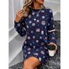 Women's Fashion Casual 3D Print Long‑Sleeve Short Dress