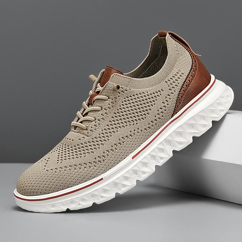 

Spring Summer New Shoes for Men Casual Sport Shoes Breathable Mesh Sneaker Cool Slip-on Loafers Big Size 48 хаки