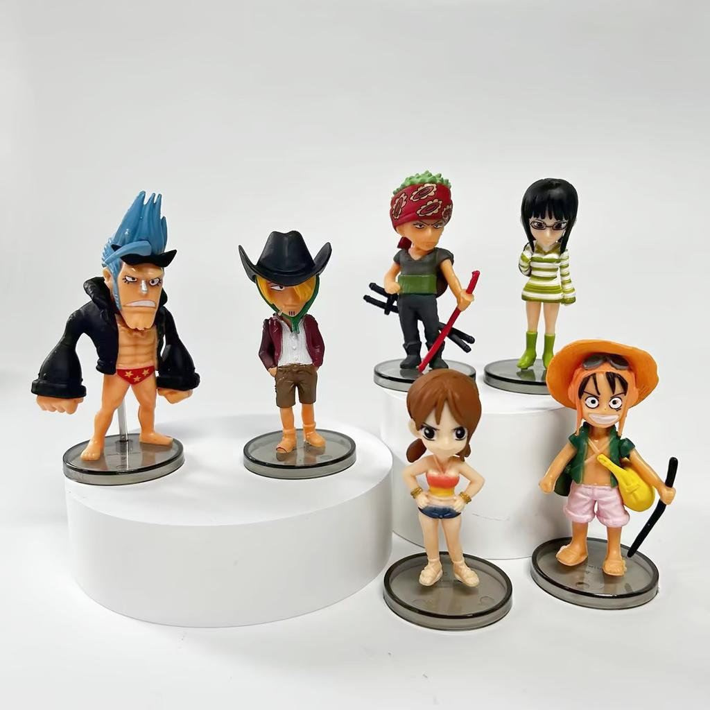 9Pcs Anime One Piece Zoro Sanji Luffy Chopper Brooke Nimi Cartoon Figures Doll Pvc Collection Car Decoration Model Toys Gift