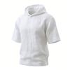 Men's Short Sleeve Hoodie, Lightweight Hooded T-Shirt with Texture, Casual Summer Streetwear Top for Men