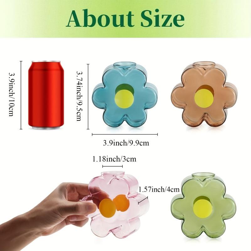 4pcs Floral Glass Vases Four Colors Set Colorful Flower Hydroponic Glass Vase Transparent Arrangement Container Table Decoration