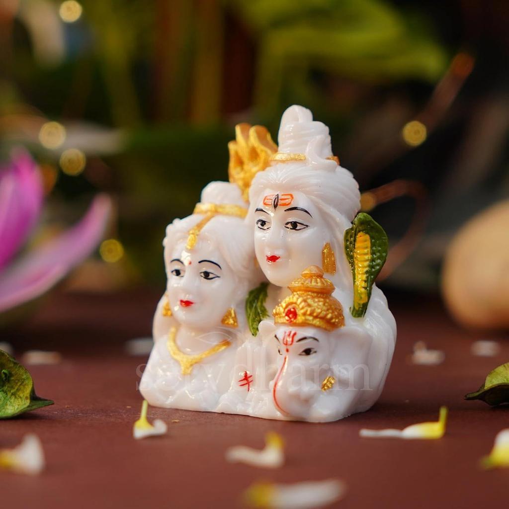 Żywiczna Statua Śiwy Żywiczna Murti Shiv Parivar Idole Bogów Statuetka Eksponat, 7 cm