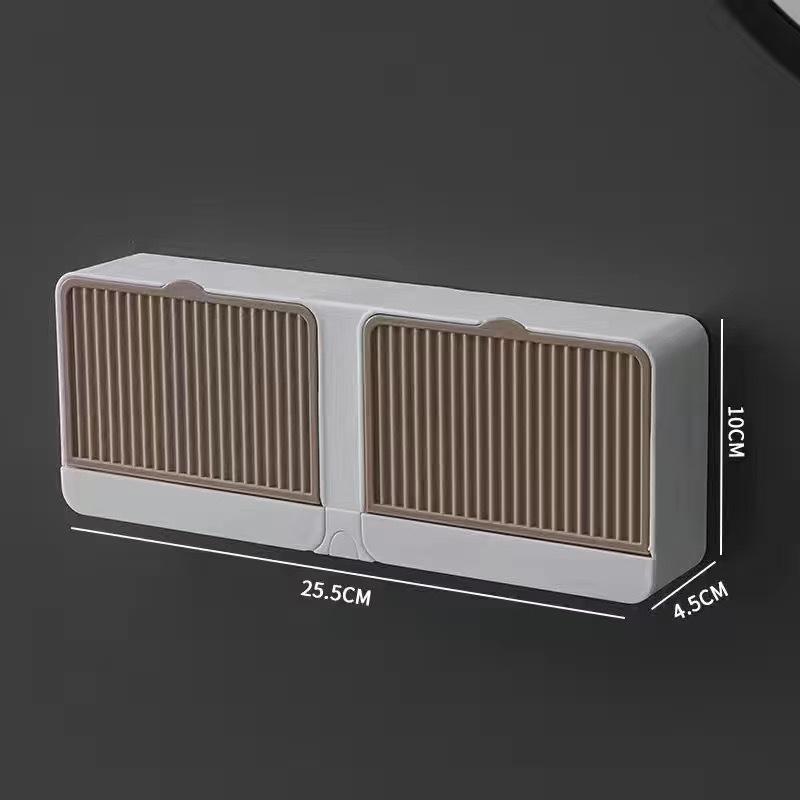 Wall-Mounted Soap Dish with Lid - No Punching Required, Creative Design, High-End Bathroom Soap Holder, Draining Box