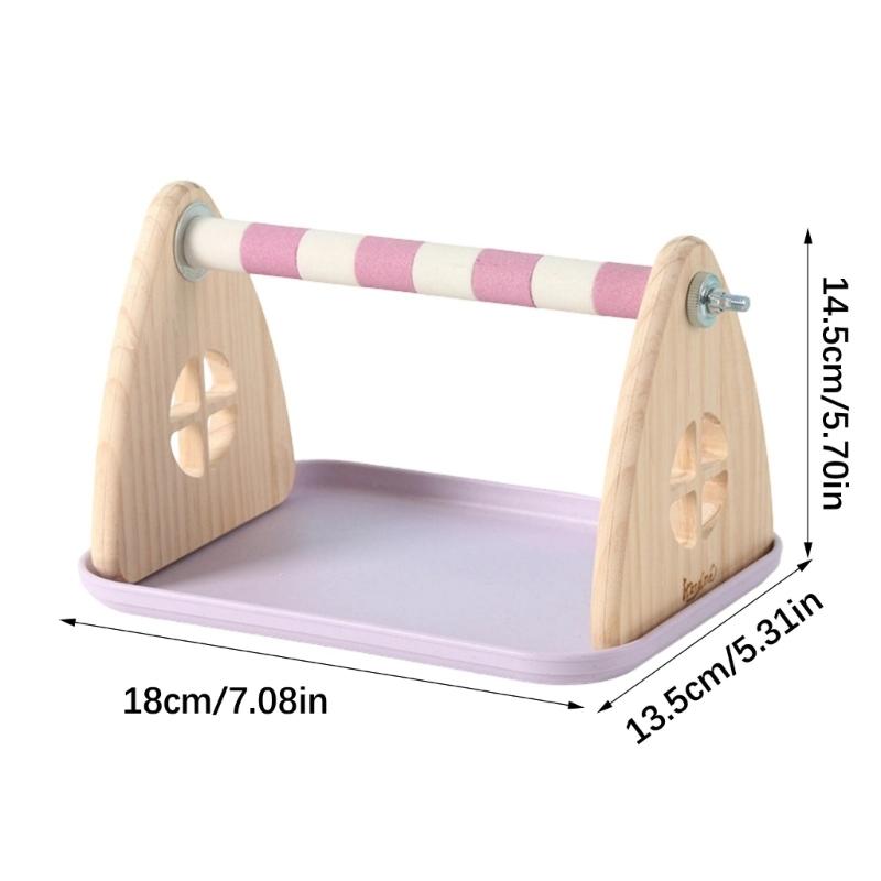 Solid Wood Parrots Resting Perch Sanded Surfaces Design Trimming Stand For Nail Beak Trimming And Interaction Activity Toy